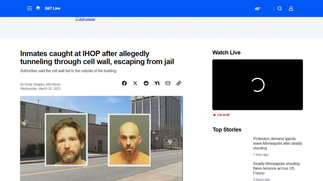 Inmates caught after allegedly tunneling through cell wall, escaping from jail - ABC30 Fresno