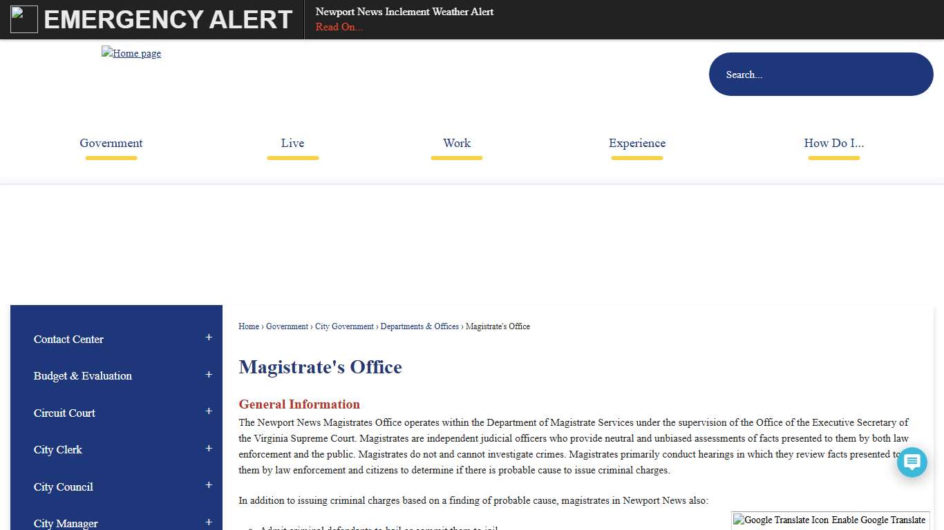 Magistrate's Office Newport News, VA - Official Website